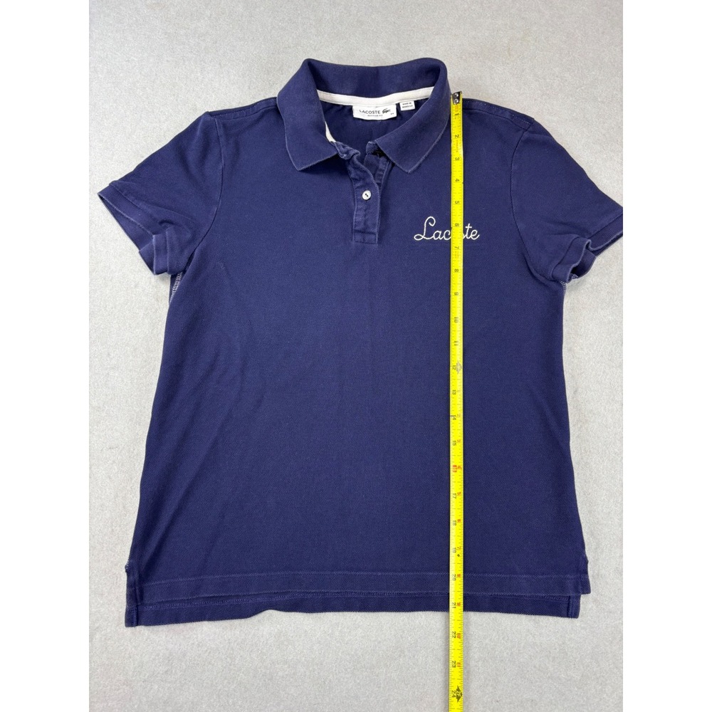 Women's Lacoste‎ Embroidered Cotton Pique Polo Navy Size 34 Small - Picture 6 of 7